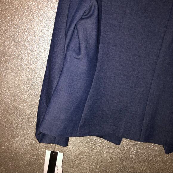 Amanda & Chelsea Business Office Professional Chambray Blue Ruched Sleeve Blazer - Picture 2 of 10